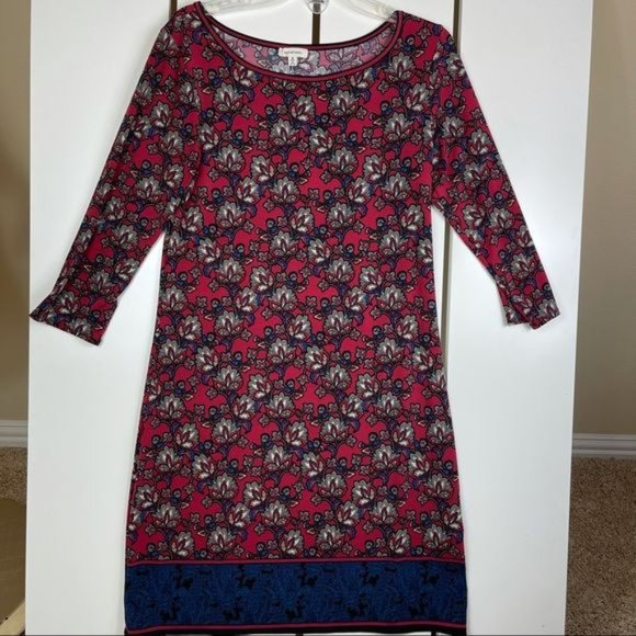 Max Studio Red Floral Shift Dress Size Medium - Picture 1 of 7